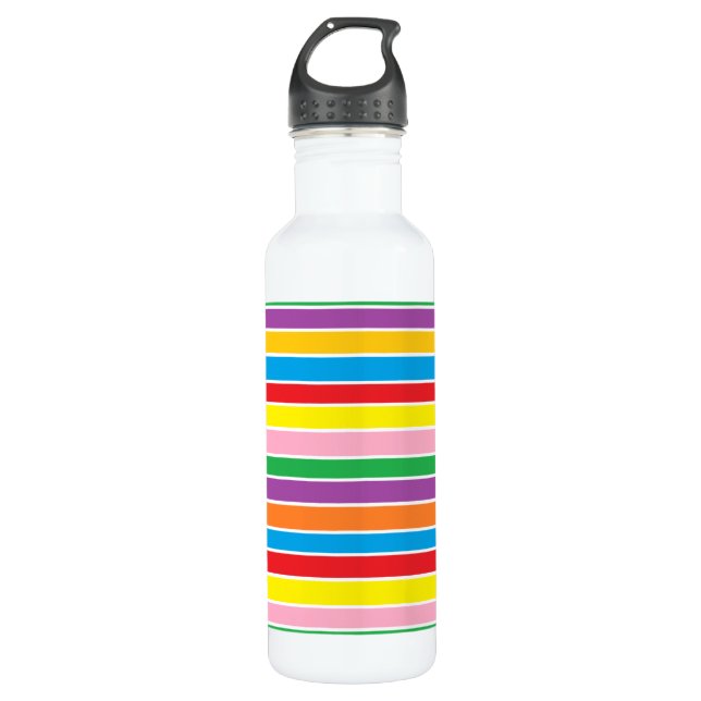 Botella De Agua Rayas horizontales del arco iris (Anverso)