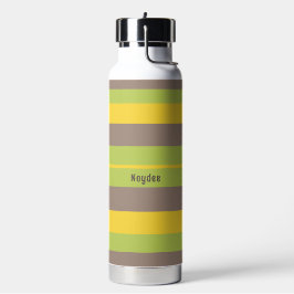 Botella De Agua Rayas horizontales rítmicas Marrón Amarillo Verde