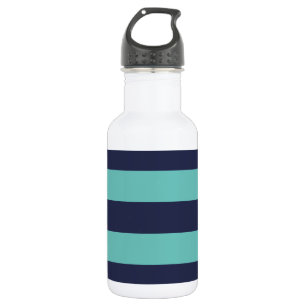 Botella De Agua Rayas modernas del rugbi de los azules marinos y