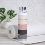 Botella De Agua Rayas modernas personalizadas<br><div class="desc">Personalice este diseño con su nombre o iniciales.</div>