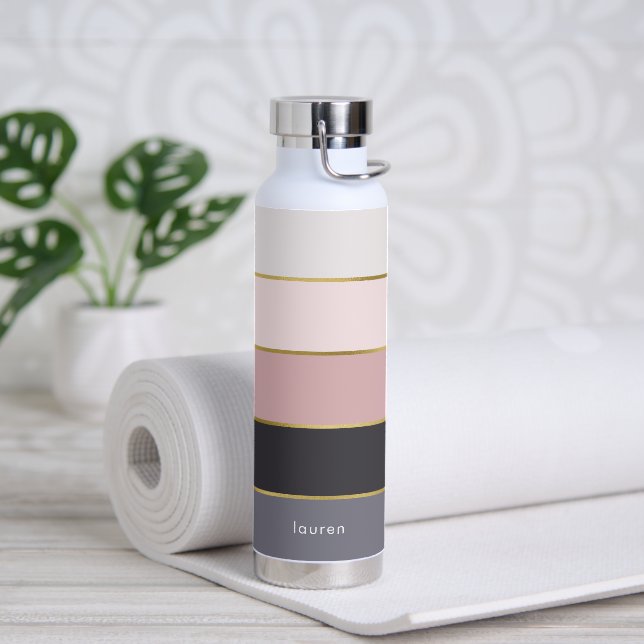 Botella De Agua Rayas modernas personalizadas (Yoga)