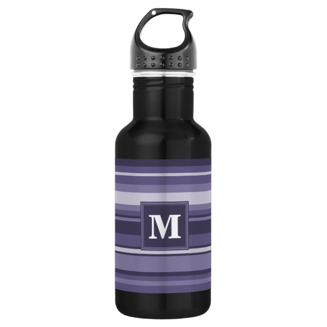 Botella De Agua Rayas moradas monográficas (Anverso)