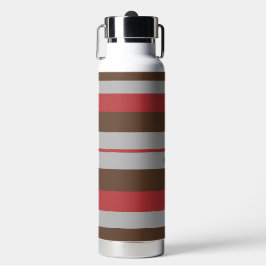 Botella De Agua Rayas Rítmicas Líneas Horizontales Gris Rojo Marró