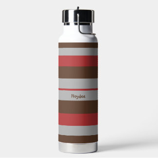 Botella De Agua Rayas Rítmicas Líneas Horizontales Gris Rojo Marró