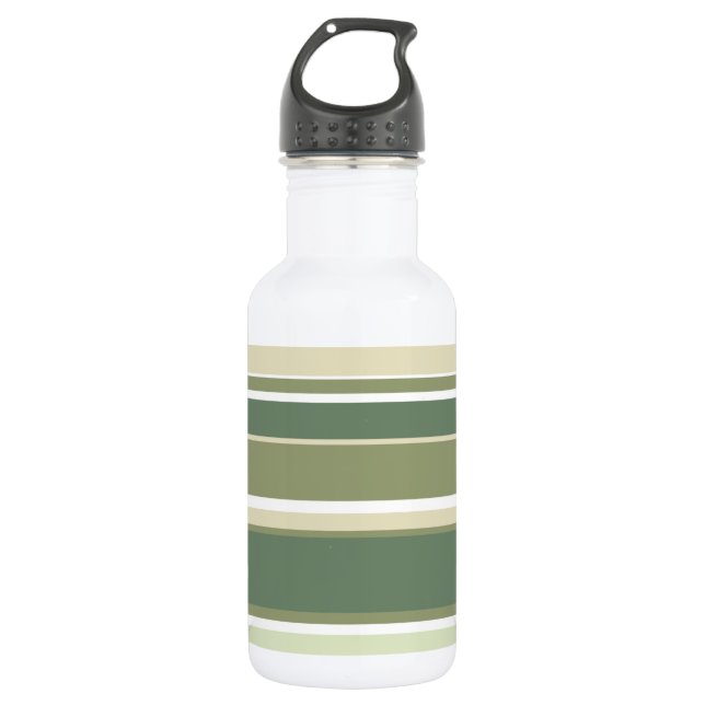 Botella De Agua Rayas verdes de oliva (Anverso)