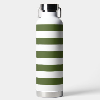 Botella De Agua Rayas Verdes Musgo Oscuro y Blanco