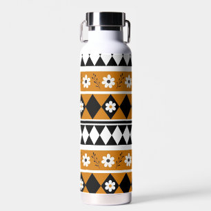Botella De Agua Rayo de borde Flor Diamante Boho Patrón floral