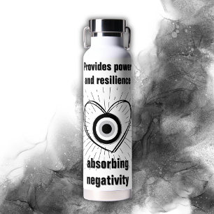 Botella De Agua Rays, Heart, Black Evil Eye Protection monograma