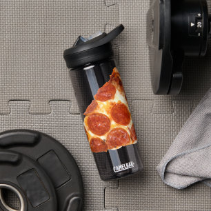 Botella De Agua rebanada de pizza de pepperoni clásica de Slippery