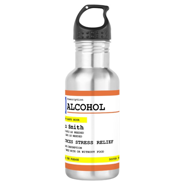 Botella De Agua Receta personalizada Alcohol cómico     (Anverso)