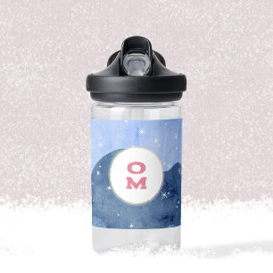 Botella De Agua Recuerdo de monograma para niños con acuarela neva