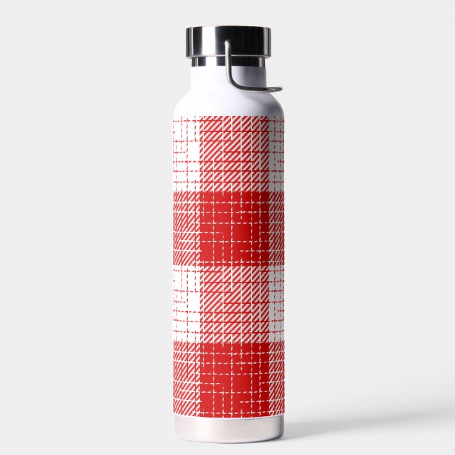 Botella De Agua Red and White Bold Checkered Plaid Design  (Izquierdo)