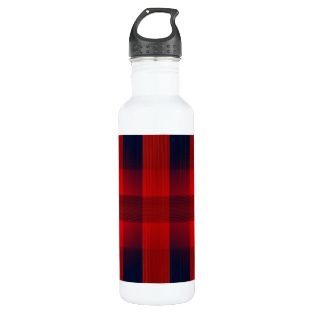 Botella De Agua Red Bokeh Buffalo Plaid (Anverso)