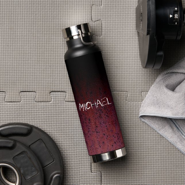 Botella De Agua Red Brown Black Ombre Rust Metalizado Nombre perso (Gimnasio)