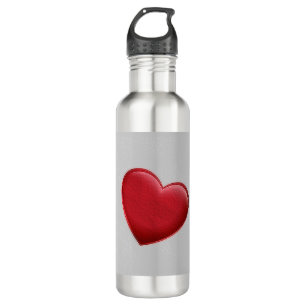 Botella De Agua Red Heart Gray Trendy Love Boda