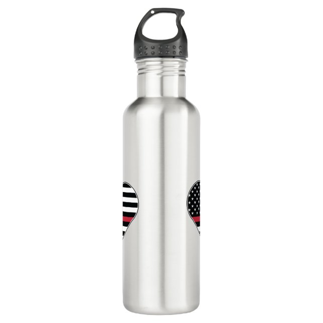 Botella De Agua Red Line Flag Heart (Anverso)