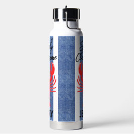 Botella De Agua Red Lobster con rayas de mezclilla azules y blanca