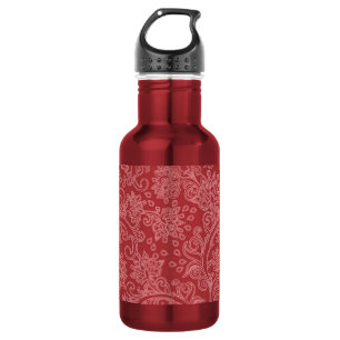 Botella De Agua Red Paisley Damask Designer Floral Classic