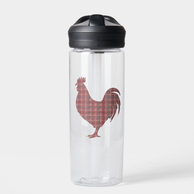 Botella De Agua Red Plaid Roooster (Delante)