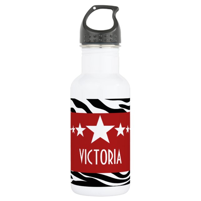 Botella De Agua Red Sassy Star Zebra (Anverso)