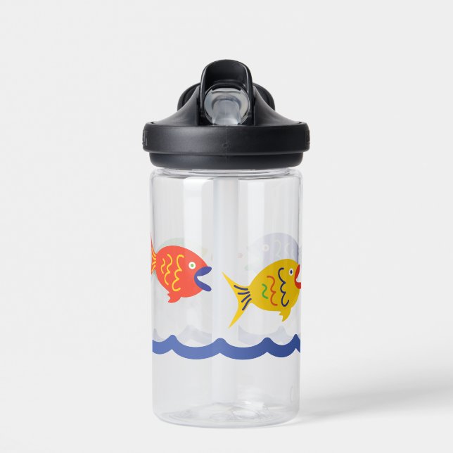 Botella De Agua Red Yellow Blue Green Fishies Water Bottle (Delante)