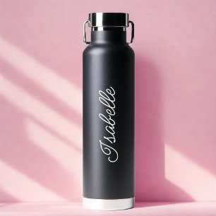 Botella De Agua Regalo de Boda negro con guión de nombre personali