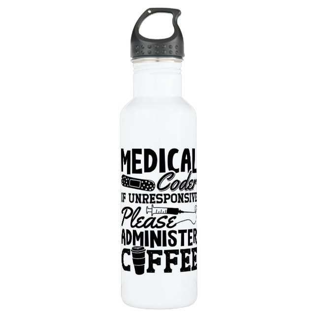 Botella De Agua Regalo de Codificación de ICD Coder Medical Coffee (Anverso)