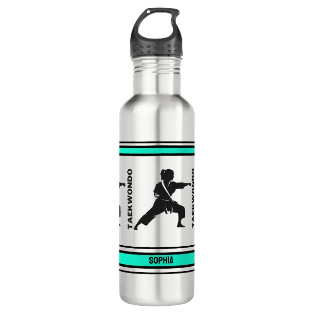 Botella De Agua Regalo de cumpleaños de Taekwondo, jugador Chica d (Anverso)