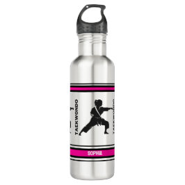 Botella De Agua Regalo de cumpleaños de Taekwondo, jugador Chica d