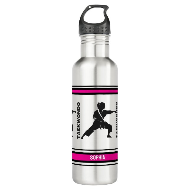 Botella De Agua Regalo de cumpleaños de Taekwondo, jugador Chica d (Anverso)