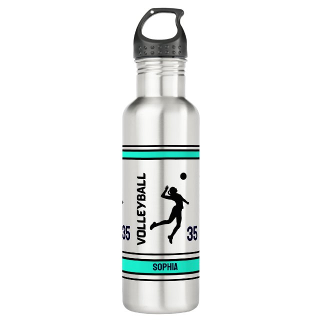 Botella De Agua Regalo de cumpleaños de voleibol, jugador Chica de (Anverso)