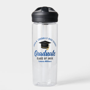 Botella De Agua Regalo de graduación personalizado Blue Graduate