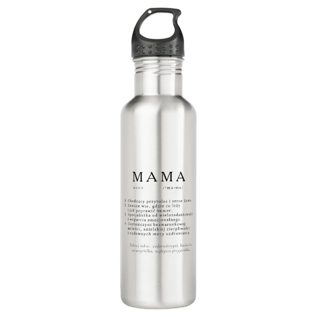 Botella De Agua Regalo de Mamá polaco - Definición de MAMA (Anverso)