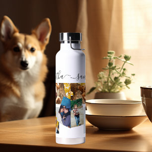 Botella De Agua Regalo de mascotas familiares en collage fotográfi
