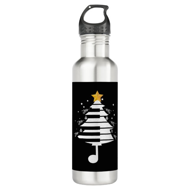 Botella De Agua Regalo de música pianista de piano navideño (Anverso)