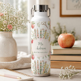 Botella De Agua Regalo de nombre de maestro personalizado Floral W