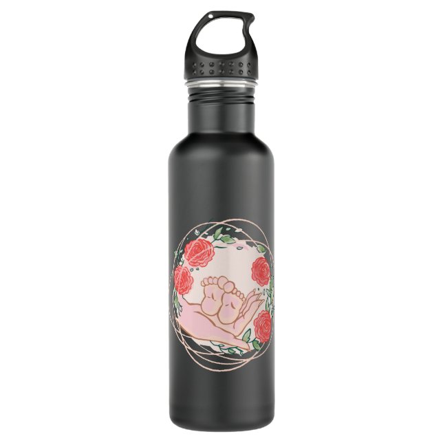 Botella De Agua Regalo de partera Gracias Mano Con Pies De Bebé (Anverso)