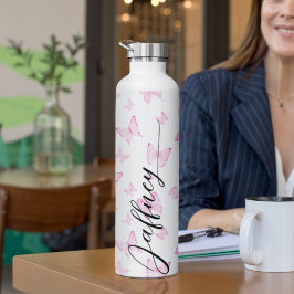Botella De Agua Regalo De Patrón De Mariposa Rosa Para Personaliza
