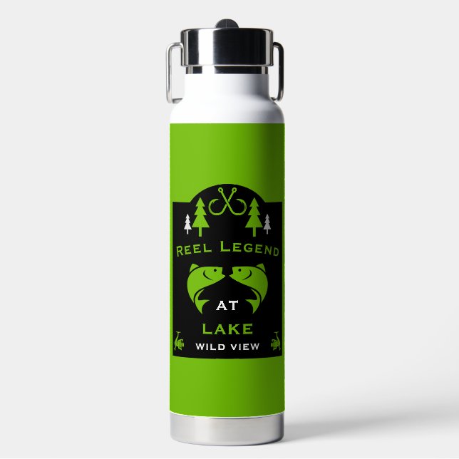 Botella De Agua Regalo de pesca en lago personalizable (Frente)