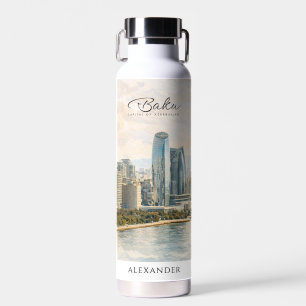 Botella De Agua Regalo de viaje acuarela de Bakú capital de Azerba