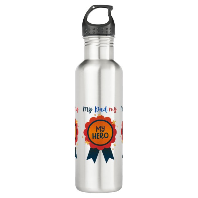 Botella De Agua Regalo del día de mi padre héroe (Anverso)