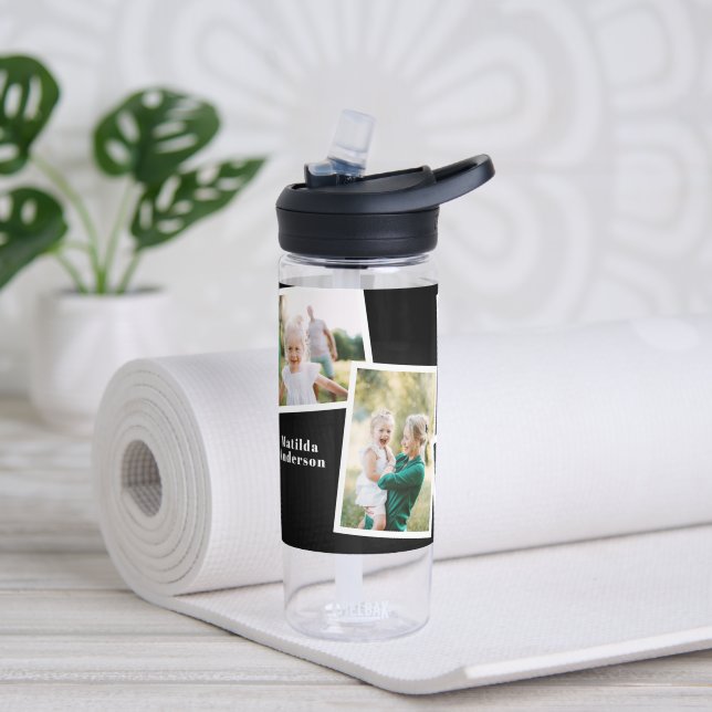 Botella De Agua Regalo familiar moderno multifoto simple negro (Yoga)