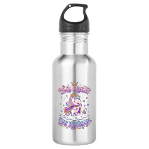 Botella De Agua Regalo Idea Pegatina Pequeña Reina Unicornio Gran 