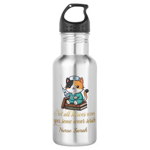 Botella De Agua Regalo personalizado de enfermera linda gato calic