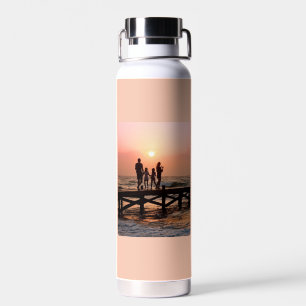 Botella De Agua Regalo personalizado de foto con nombre y corazón