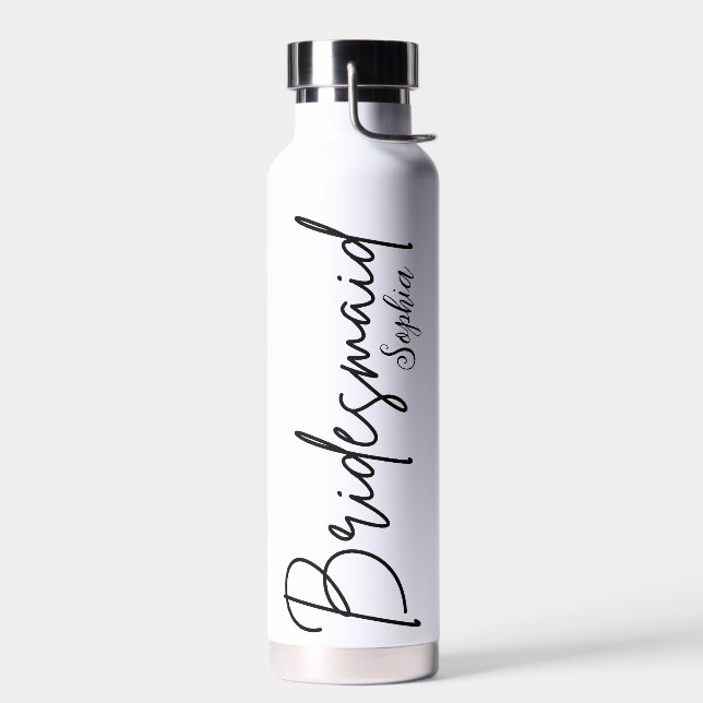 Botella De Agua Regalos de damas de honor | Guión moderno negro Pe (Izquierdo)