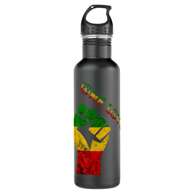 Botella De Agua Reggae Fist Rasta Reggae Music One Love Jamaica Ra (Anverso)
