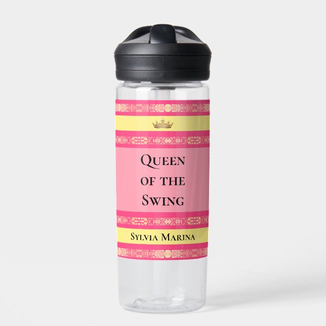 Botella De Agua Reina del Swing Rosa (Delante)