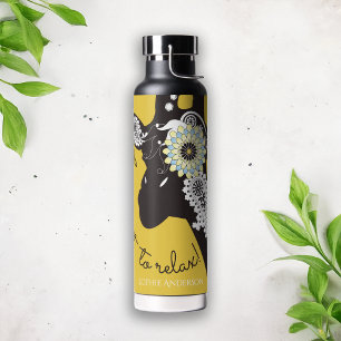 Botella De Agua Relájate - Jirafa Divertida y Funky Amarilla