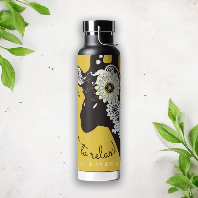 Botella De Agua Relájate - Jirafa Divertida y Funky Amarilla (Subido por el creador)